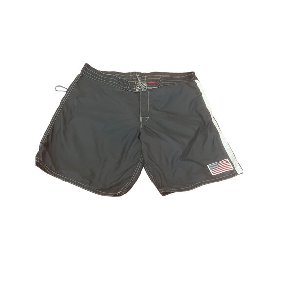 Birdwell Beach Britches Mens Swim Trunks Size 39 Black With USA Flag Patch - Picture 1 of 5